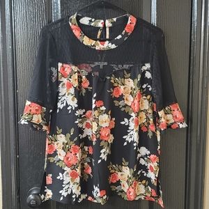 Jovial black/floral lace blouse, Size S